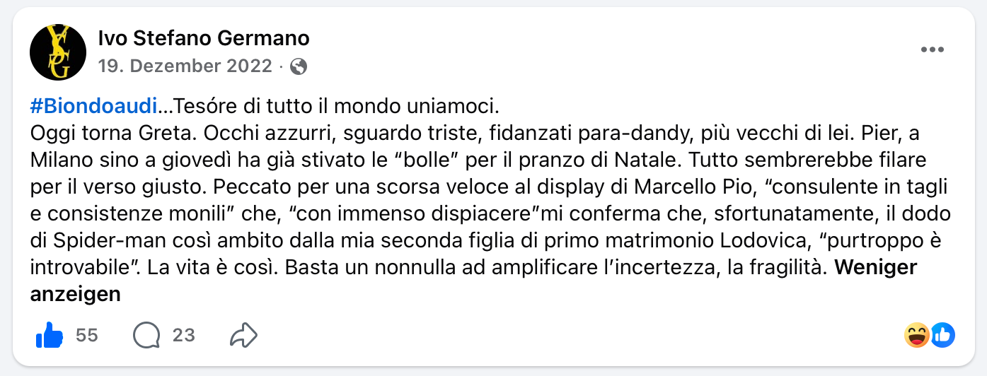 Ivo Stefano Germano, svacco totale